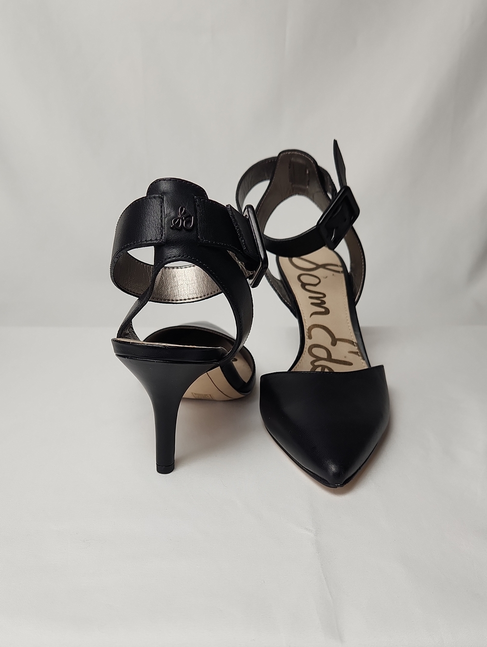 NWT Sam Edelman Black Pointed-Toe Ankle Strap Heels Size 7